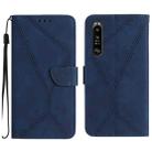 For Sony Xperia 5 III Stitching Embossed Leather Phone Case(Blue) - 1