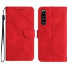 For Sony Xperia 5 IV Stitching Embossed Leather Phone Case(Red) - 1