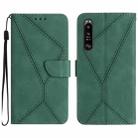 For Sony Xperia 5 IV Stitching Embossed Leather Phone Case(Green) - 1