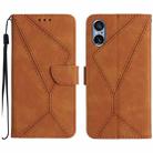 For Sony Xperia 5 V Stitching Embossed Leather Phone Case(Brown) - 1