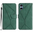 For Sony Xperia 5 V Stitching Embossed Leather Phone Case(Green) - 1