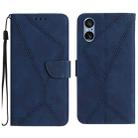 For Sony Xperia 5 V Stitching Embossed Leather Phone Case(Blue) - 1