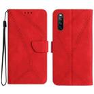 For Sony Xperia 10 III Stitching Embossed Leather Phone Case(Red) - 1