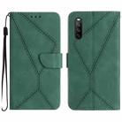 For Sony Xperia 10 III Stitching Embossed Leather Phone Case(Green) - 1