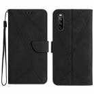 For Sony Xperia 10 III Stitching Embossed Leather Phone Case(Black) - 1