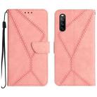 For Sony Xperia 10 IV Stitching Embossed Leather Phone Case(Pink) - 1