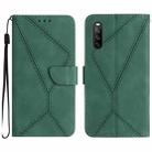 For Sony Xperia 10 IV Stitching Embossed Leather Phone Case(Green) - 1