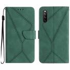 For Sony Xperia 10 V Stitching Embossed Leather Phone Case(Green) - 1