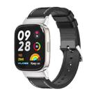 For Redmi Watch 3 Mijobs TPU Leather Watch Band(Black Silver) - 1
