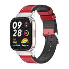 For Redmi Watch 3 Mijobs TPU Leather Watch Band(Red Silver) - 1