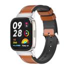 For Redmi Watch 3 Mijobs TPU Leather Watch Band(Brown Silver) - 1