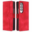 For Samsung Galaxy Z Fold3 5G Heart Pattern Skin Feel Leather Phone Case(Red) - 1