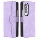 For Samsung Galaxy Z Fold3 5G Heart Pattern Skin Feel Leather Phone Case(Purple) - 1