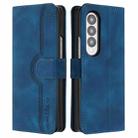 For Samsung Galaxy Z Fold4 5G Heart Pattern Skin Feel Leather Phone Case(Royal Blue) - 1