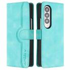 For Samsung Galaxy Z Fold4 5G Heart Pattern Skin Feel Leather Phone Case(Light Blue) - 1