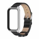 For Redmi Band 2 Mijobs Metal Shell Microfiber PU Leather Watch Band(Black Silver) - 2
