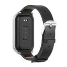 For Redmi Band 2 Mijobs Metal Shell Microfiber PU Leather Watch Band(Black Silver) - 3