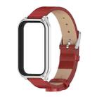 For Redmi Band 2 Mijobs Metal Shell Microfiber PU Leather Watch Band(Red Silver) - 2