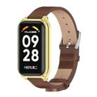 For Redmi Band 2 Mijobs Metal Shell Microfiber PU Leather Watch Band(Brown Gold) - 1