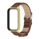 For Redmi Band 2 Mijobs Metal Shell Microfiber PU Leather Watch Band(Brown Gold) - 2