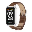 For Redmi Band 2 Mijobs Metal Shell Microfiber PU Leather Watch Band(Brown Silver) - 1