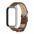 For Redmi Band 2 Mijobs Metal Shell Microfiber PU Leather Watch Band(Brown Silver) - 2