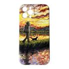 For iPhone 14 Oil Painting Pattern Glossy PC Phone Case(Sunset) - 1
