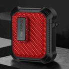 For AirPods 2 / 1 Alpha Carbon Fiber Wireless Bluetooth Earphone Protective Case(Red) - 1