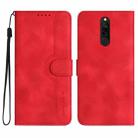 For Xiaomi Redmi 8 Heart Pattern Skin Feel Leather Phone Case(Red) - 1