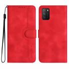 For Xiaomi Redmi 9T/Poco M3 Heart Pattern Skin Feel Leather Phone Case(Red) - 1