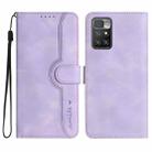 For Xiaomi Redmi 10 Heart Pattern Skin Feel Leather Phone Case(Purple) - 1