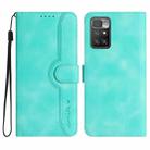 For Xiaomi Redmi 10 Heart Pattern Skin Feel Leather Phone Case(Light Blue) - 1