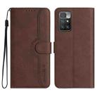 For Xiaomi Redmi 10 Heart Pattern Skin Feel Leather Phone Case(Brown) - 1