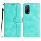 For Xiaomi Mi 10T 5G/10T Pro 5G Heart Pattern Skin Feel Leather Phone Case(Light Blue) - 1