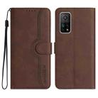 For Xiaomi Mi 10T 5G/10T Pro 5G Heart Pattern Skin Feel Leather Phone Case(Brown) - 1