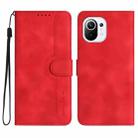 For Xiaomi Mi 11 Heart Pattern Skin Feel Leather Phone Case(Red) - 1