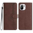 For Xiaomi Mi 11 Heart Pattern Skin Feel Leather Phone Case(Brown) - 1