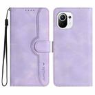 For Xiaomi Mi 11 Lite Heart Pattern Skin Feel Leather Phone Case(Purple) - 1