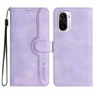 For Xiaomi Poco F3 Heart Pattern Skin Feel Leather Phone Case(Purple) - 1