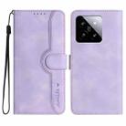 For Xiaomi 14 Heart Pattern Skin Feel Leather Phone Case(Purple) - 1