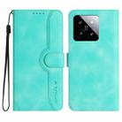 For Xiaomi 14 Heart Pattern Skin Feel Leather Phone Case(Light Blue) - 1