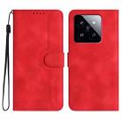 For Xiaomi 14 Pro Heart Pattern Skin Feel Leather Phone Case(Red) - 1