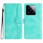 For Xiaomi 14 Pro Heart Pattern Skin Feel Leather Phone Case(Light Blue) - 1