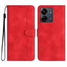 For Xiaomi Redmi 13C Heart Pattern Skin Feel Leather Phone Case(Red) - 1