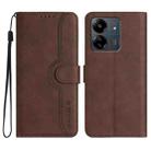 For Xiaomi Redmi 13C Heart Pattern Skin Feel Leather Phone Case(Brown) - 1