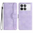 For Xiaomi Redmi K70 Heart Pattern Skin Feel Leather Phone Case(Purple) - 1