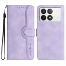 For Xiaomi Redmi K70E Heart Pattern Skin Feel Leather Phone Case(Purple) - 1