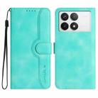 For Xiaomi Redmi K70E Heart Pattern Skin Feel Leather Phone Case(Light Blue) - 1