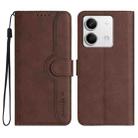 For Xiaomi Redmi Note 13 4G Heart Pattern Skin Feel Leather Phone Case(Brown) - 1