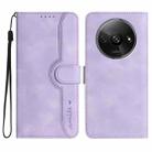 For Xiaomi Redmi A3 Heart Pattern Skin Feel Leather Phone Case(Purple) - 1
